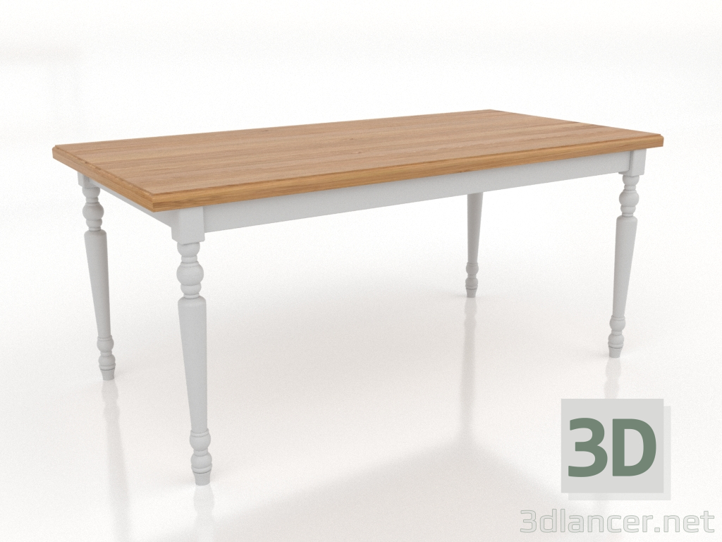 3D Modell Esstisch 1600x800 mm (weiß, Eiche natur) - Vorschau 3D Modell Esstisch 1600x800 mm (weiß, Eiche natur) - Vorschau