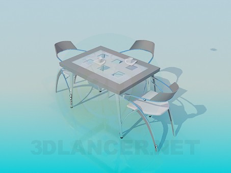 modèle 3D Table et chaises - preview