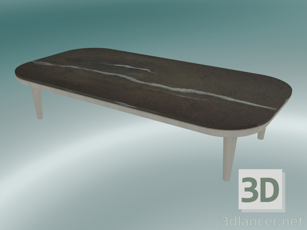 3d model Mesa de centro Fly (SC5, H 26cm, 60x120cm, base de roble blanco aceitado con mármol Pietra di Fossen - vista previa