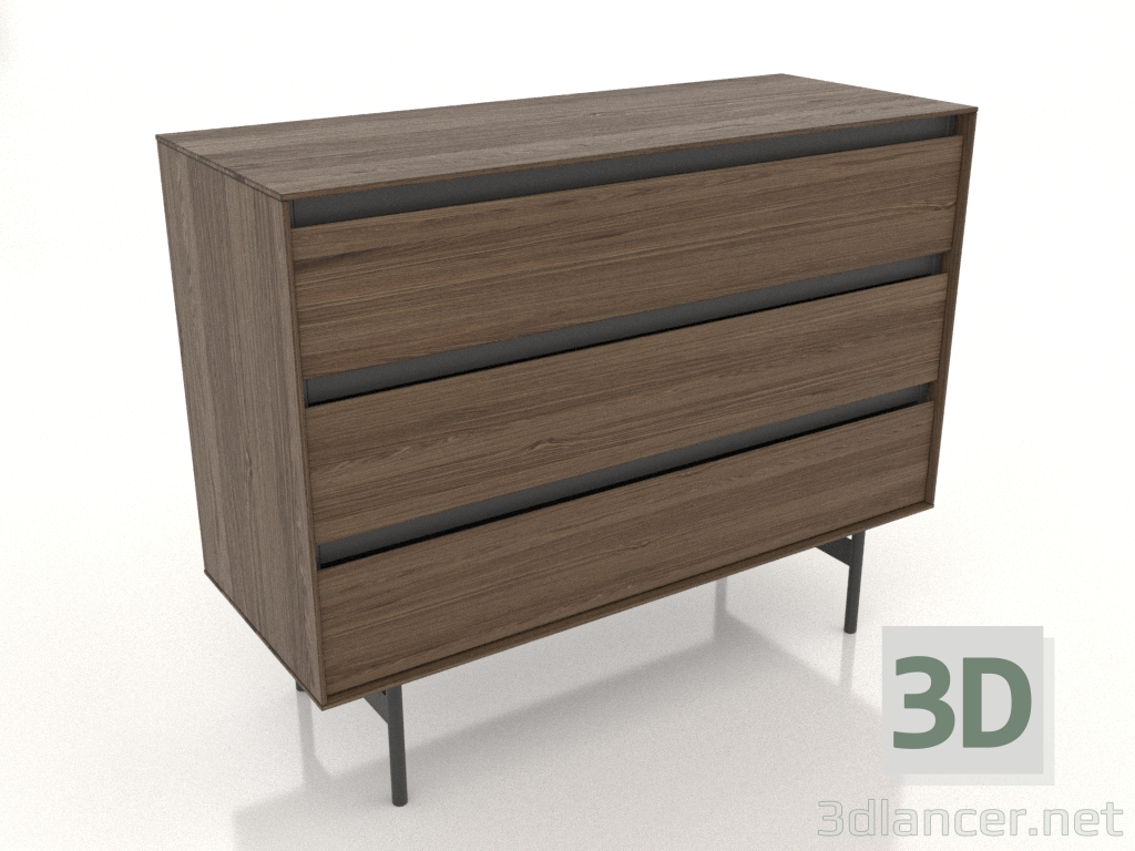 modello 3D Cassettiera 1000x400 mm (frassino noce illuminato) - anteprima