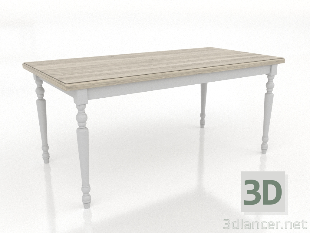 3D Modell Esstisch 1600x800 mm (weiß, Eiche hell) - Vorschau 3D Modell Esstisch 1600x800 mm (weiß, Eiche hell) - Vorschau