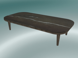 Table basse Fly (SC5, H 26 cm, 60 x 120 cm, piètement en chêne huilé fumé et marbré poli Pietra di F