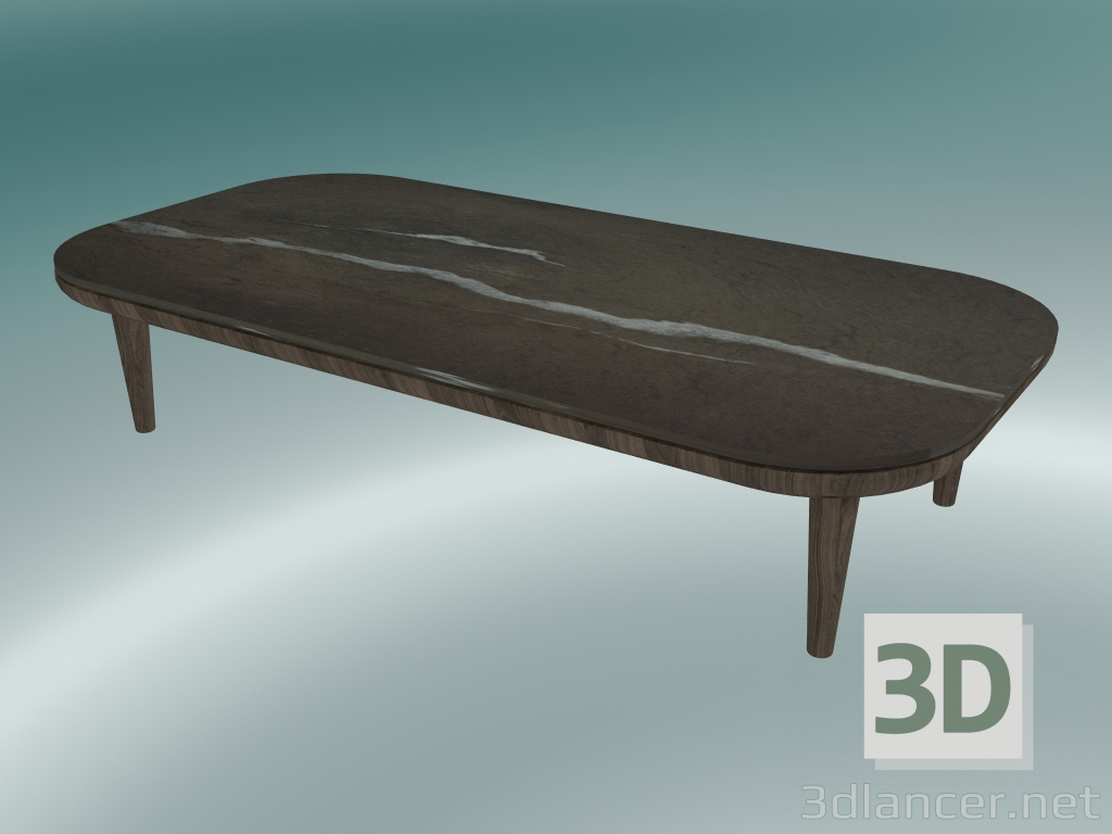 3d model Mesa de centro Fly (SC5, H 26cm, 60x120cm, base de roble ahumado aceitado con mármol Pietra di Fosse - vista previa