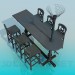 Modelo 3d Mesa com cadeiras - preview