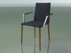 Silla 1708BR (H 85-86 cm, con reposabrazos, con tapicería de cuero, efecto teca L23)