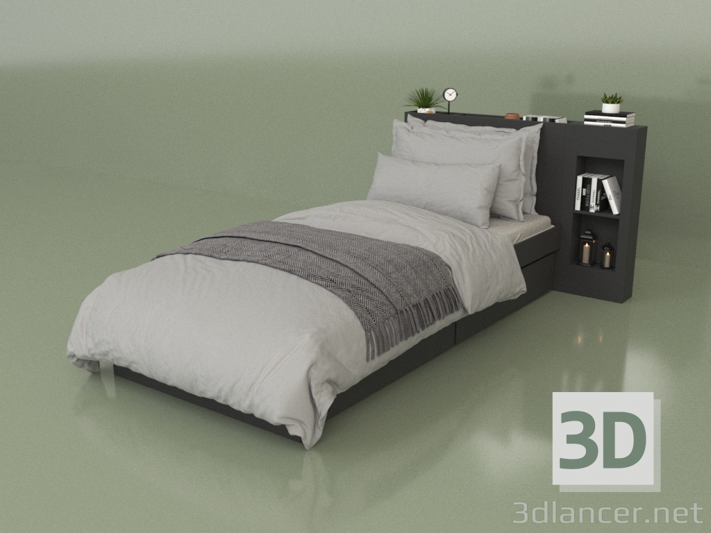 Modelo 3d Cama com organizadores 900 x 2000 (10303) - preview