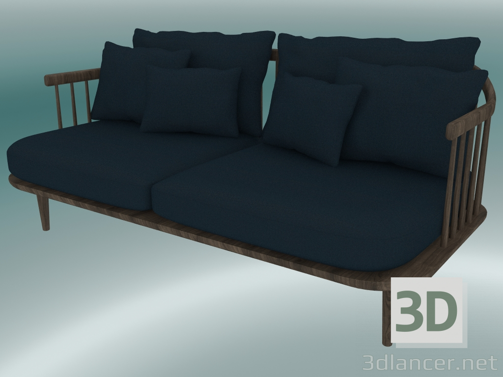 3d model Sofá Double Fly (SC2, H 70cm, D 80cm, L 162cm, Roble engrasado ahumado, Harald 2 182) - vista previa