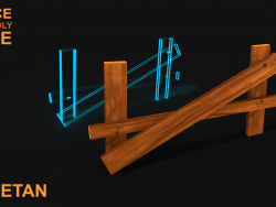 3D Broken Wooden Fence v1 Asset di gioco - Basso poli