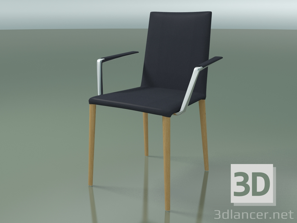 modello 3D Sedia 1708BR (H 85-86 cm, con braccioli, con rivestimento in pelle, rovere naturale L22) - anteprima