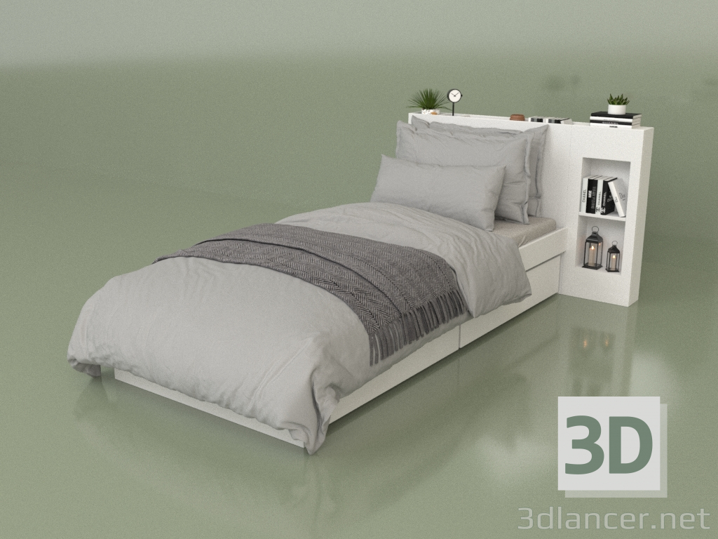 modello 3D Letto con organizer 900 x 2000 (10301) - anteprima