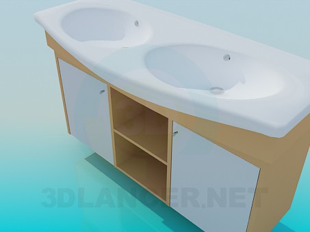 3d model Doble lavabo - vista previa