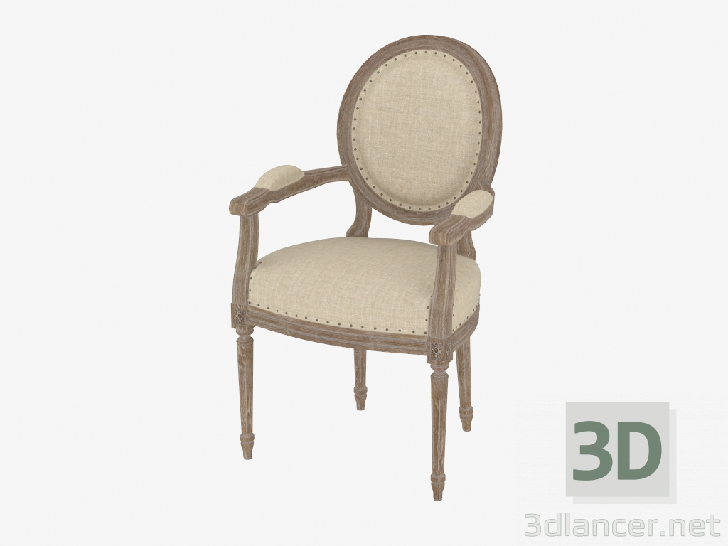 3d модель Стілець обідній з підлокітниками FRENCH VINTAGE LOUIS ROUND ARMCHAIR (8827.0008.A015.А) – превью