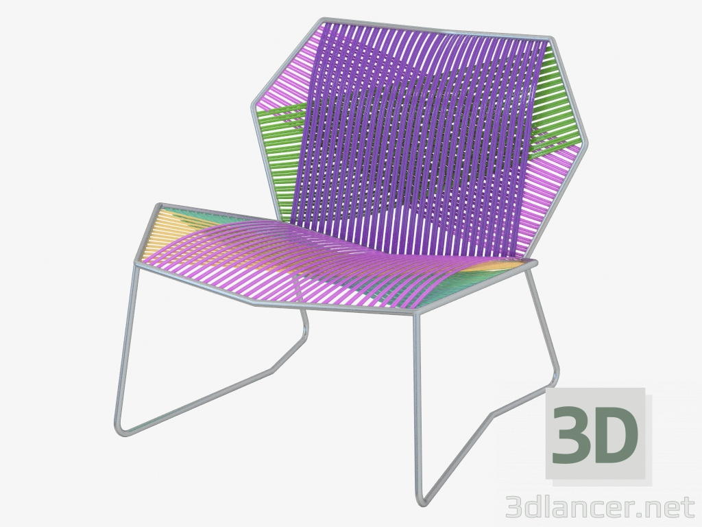 3d model Silla de mimbre sin reposabrazos - vista previa