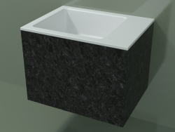 Lavabo sospeso (02R122102, Nero Assoluto M03, L 48, P 36, H 36 cm)