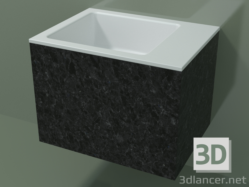 3d model Lavabo de pared (02R122102, Nero Assoluto M03, L 48, P 36, H 36 cm) - vista previa