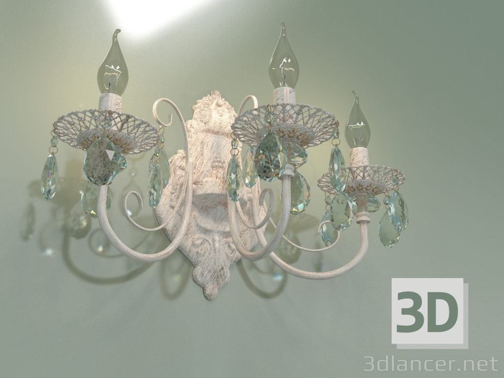 Modelo 3d Candelabro 3305-3 (branco com Strotskis de cristal dourado claro) - preview