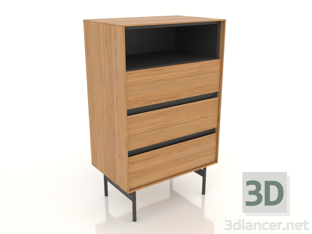 modello 3D Cassettiera ALTA 600 mm (rovere naturale) - anteprima