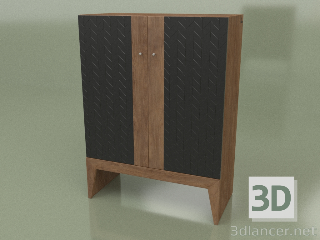 3D Modell Kleiderschrank STREIFEN NEU (Walnuss ral 9004 Gesicht Pfeil) - Vorschau