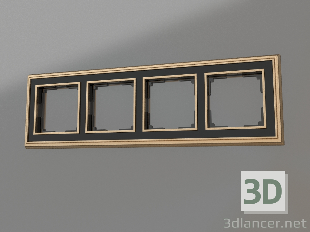 3d model Marco para 4 postes Palacio (oro-negro) - vista previa