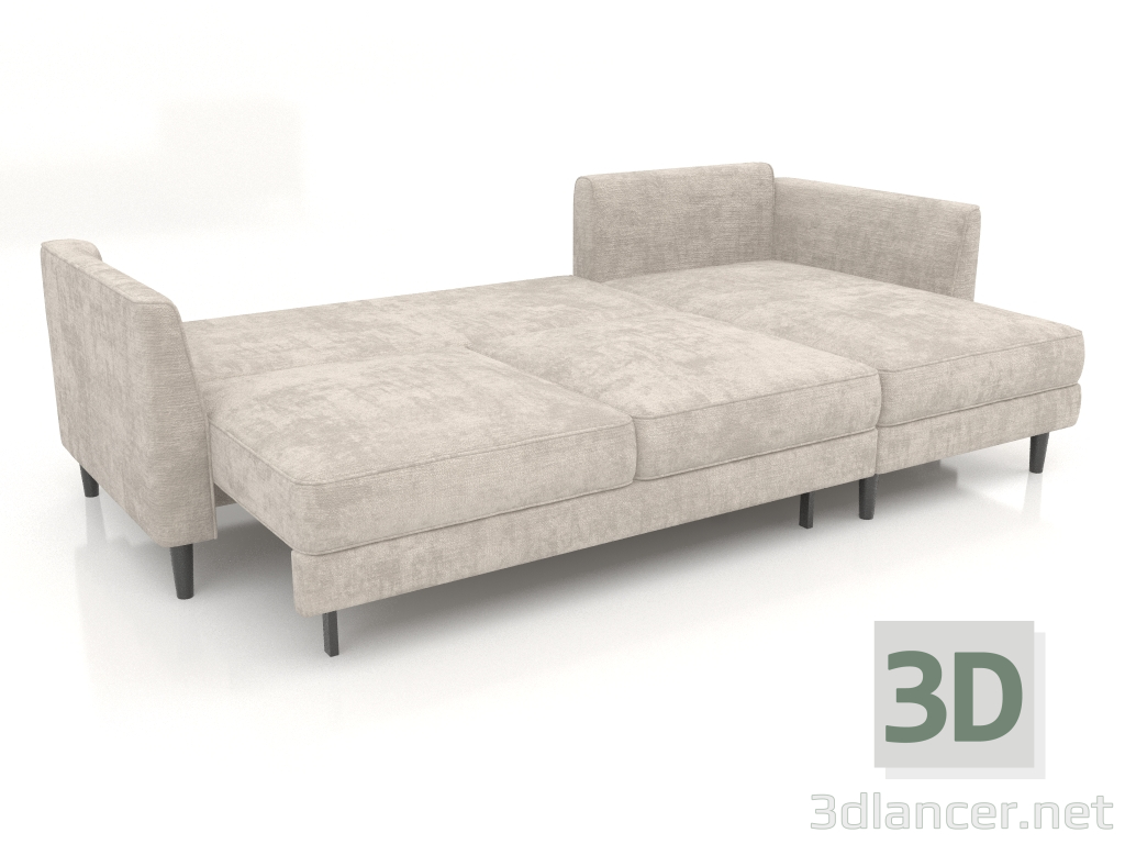 3d model Sofá cama GRACE con otomana (desplegada) - vista previa