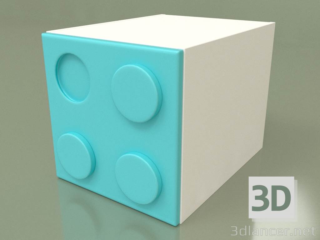 modello 3D Cubo guardaroba per bambini (Aqua) - anteprima