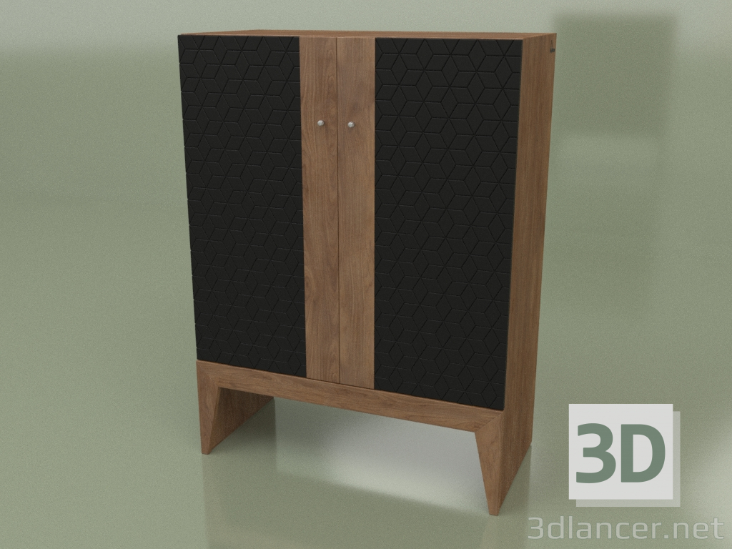 3d model Wardrobe STRIP NEW (walnut ral 9004 face star) - preview