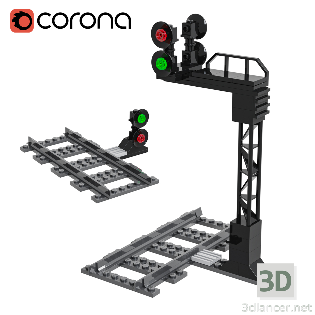 Lego-Zugbau-Ampel 3D-Modell kaufen - Rendern