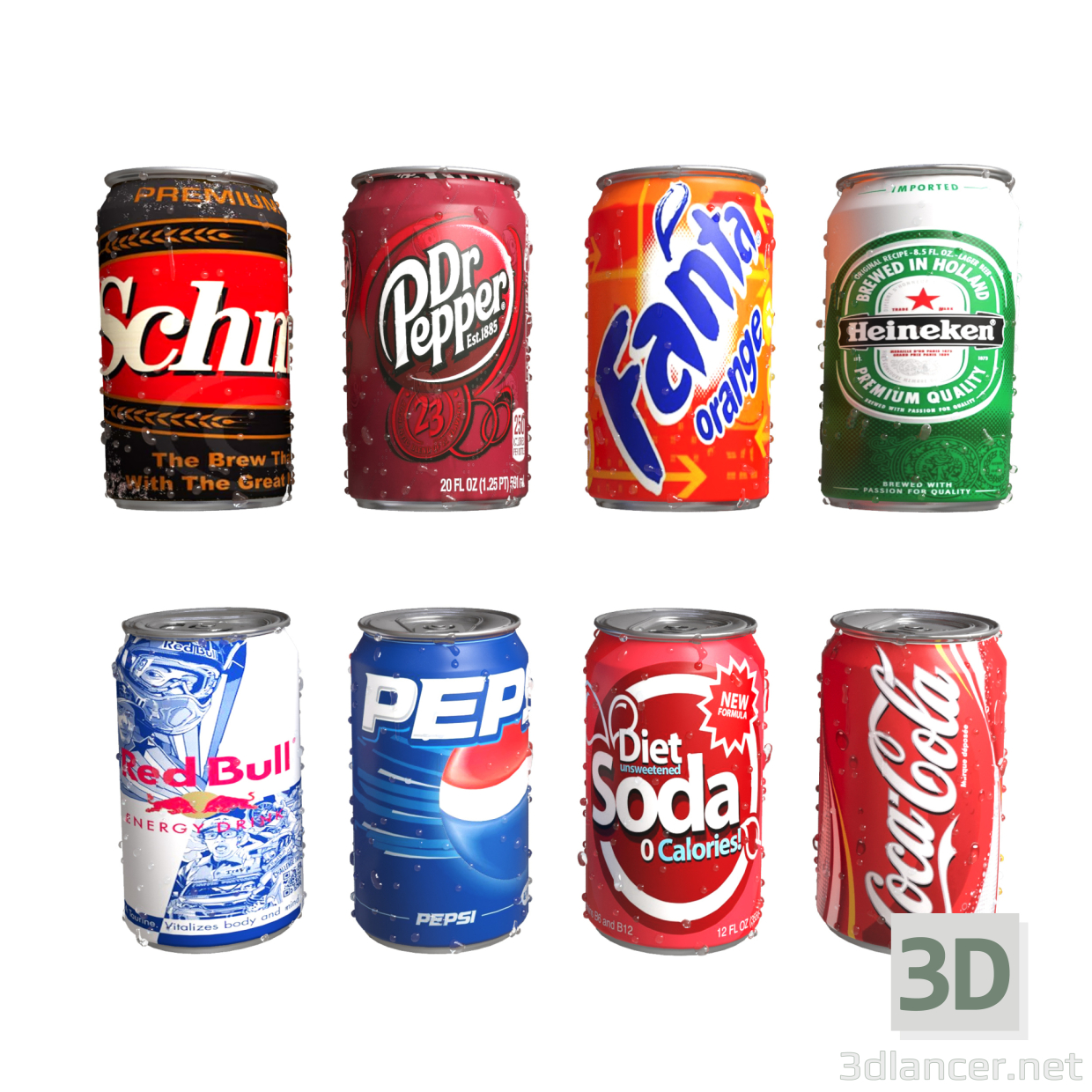 3d Алюминиевые банки модель купить - ракурс