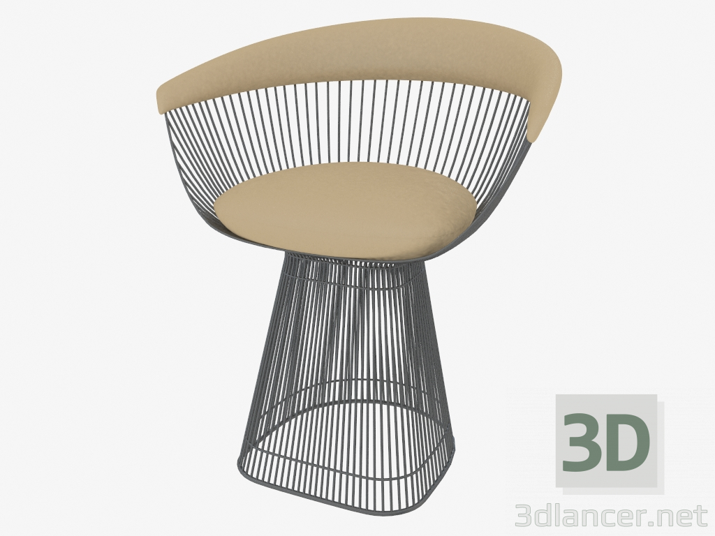 modello 3D Poltrona con rivestimento in pelle Platner - anteprima