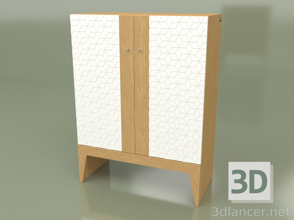 3D Modell Kleiderschrank STREIFEN NEU (Eiche ral 9003 face star) - Vorschau