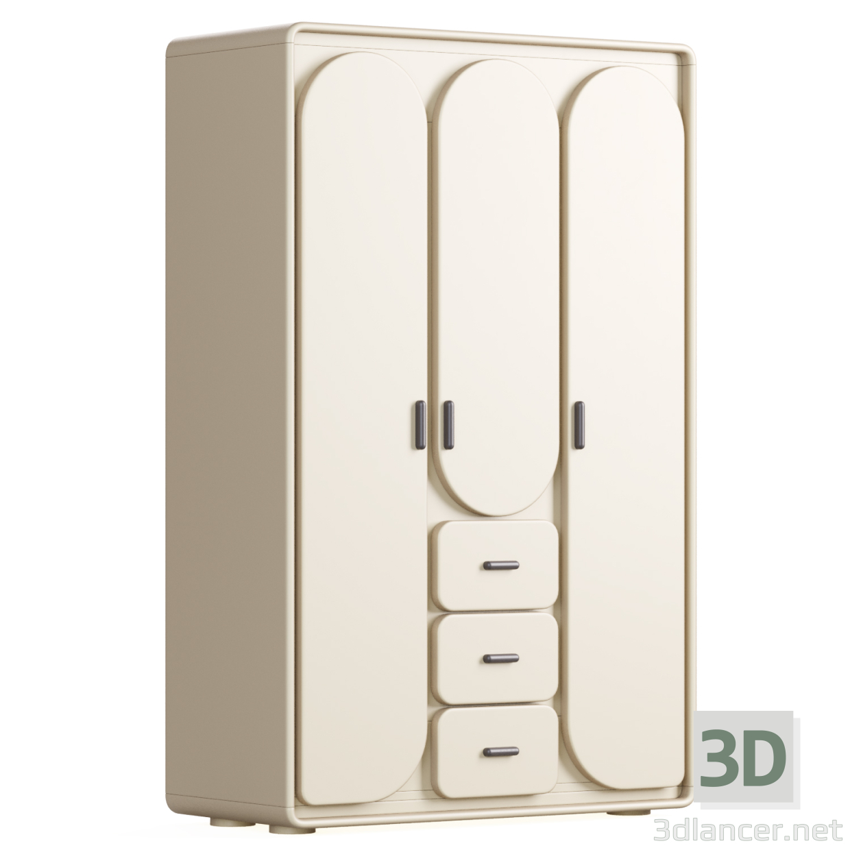 Armario de 3 puertas de madera maciza Fugab 3D modelo Compro - render