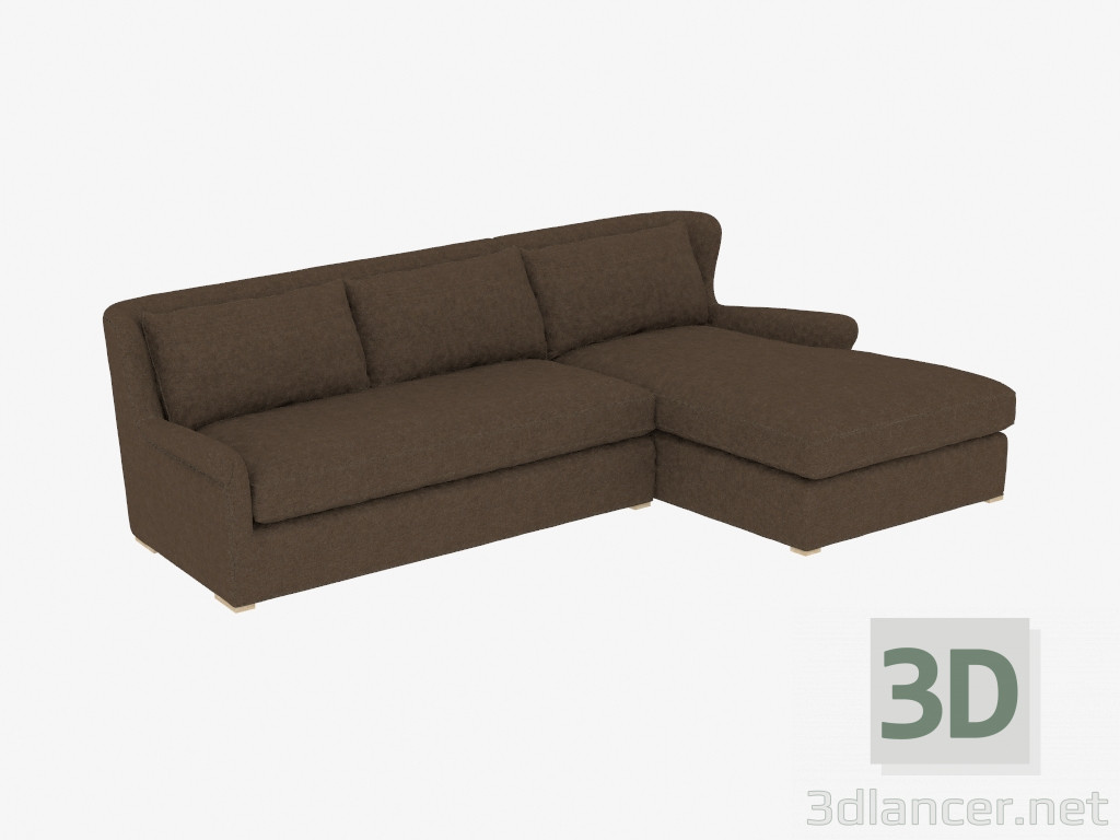 modello 3D Divano ad angolo Divano Letto Bianco (7843-3102) RAF - anteprima