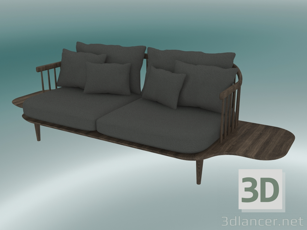 modello 3D Divano Double Fly (SC3, H 70 cm, P 80 cm, L 240 cm, Rovere oliato fumé, Hot Madison 093) - anteprima