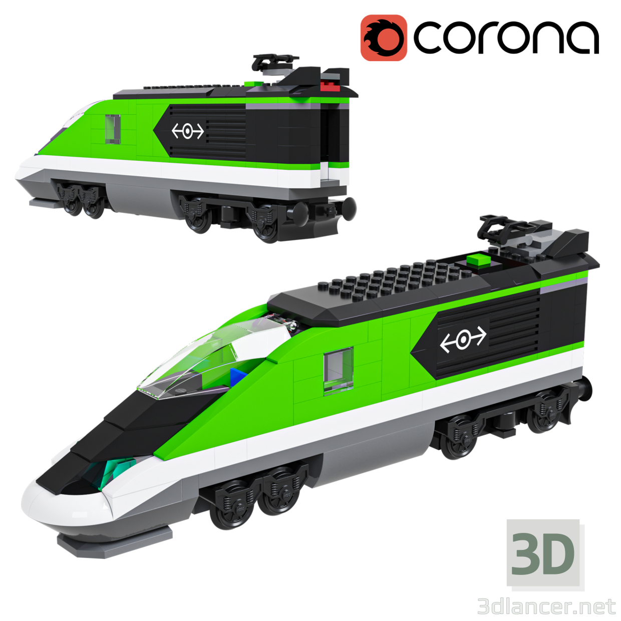 Lego Express-Personenzug 3D-Modell kaufen - Rendern