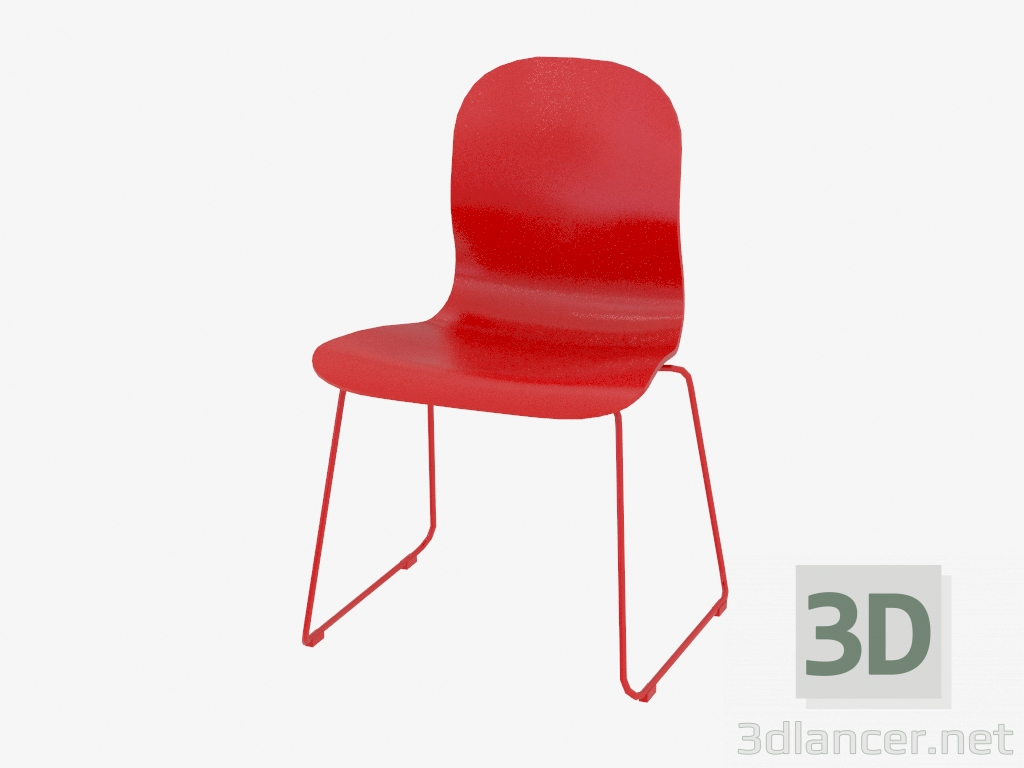 modèle 3D Chaise empilable rouge Tate - preview