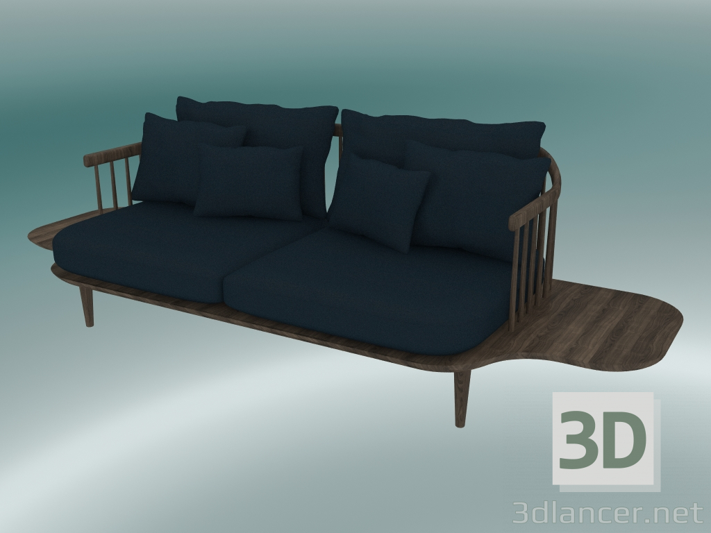 modello 3D Divano Double Fly (SC3, H 70 cm, P 80 cm, L 240 cm, Rovere oliato fumé, Harald 2 182) - anteprima