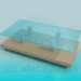 3D Modell Holz-Glas-Couchtisch - Vorschau