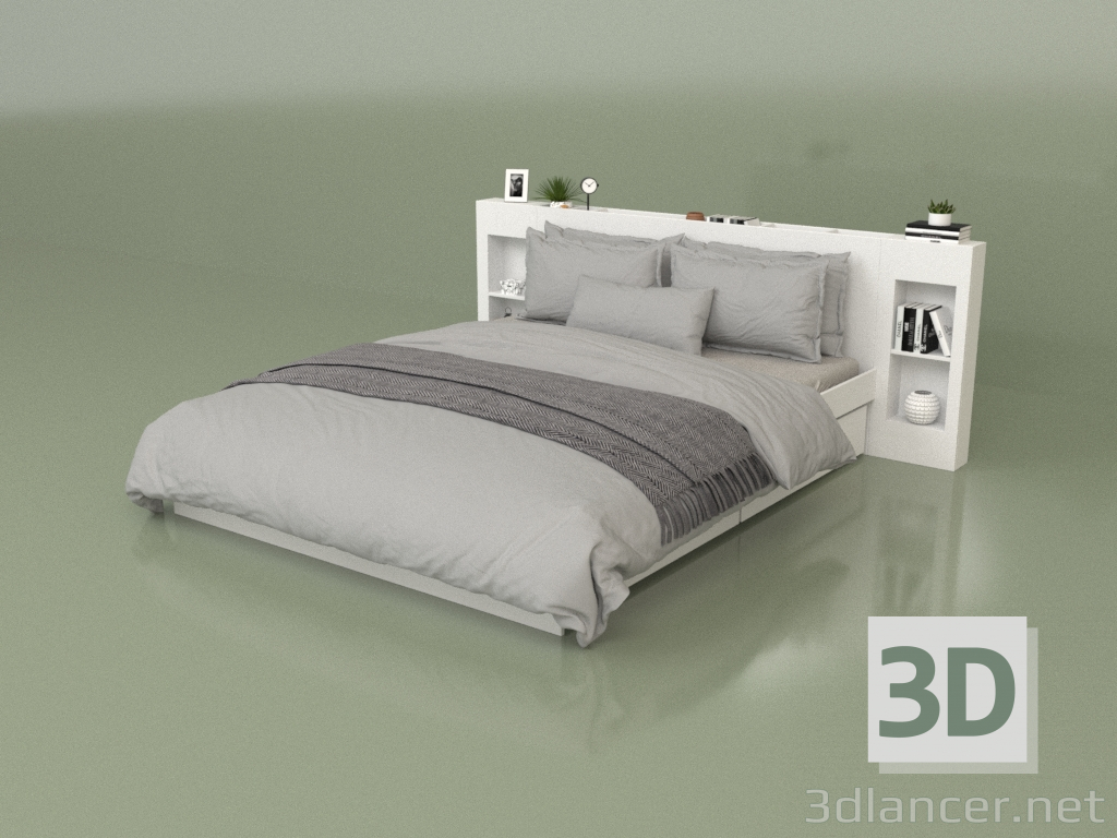 Modelo 3d Cama com organizadores 1600 x 2000 (10321) - preview