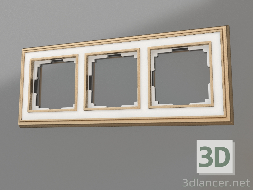 Modelo 3d Moldura para 3 postes Palacio (dourado-branco) - preview