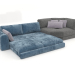 3d model ISLAND sofa-bed with chaise longue (folded out) - preview