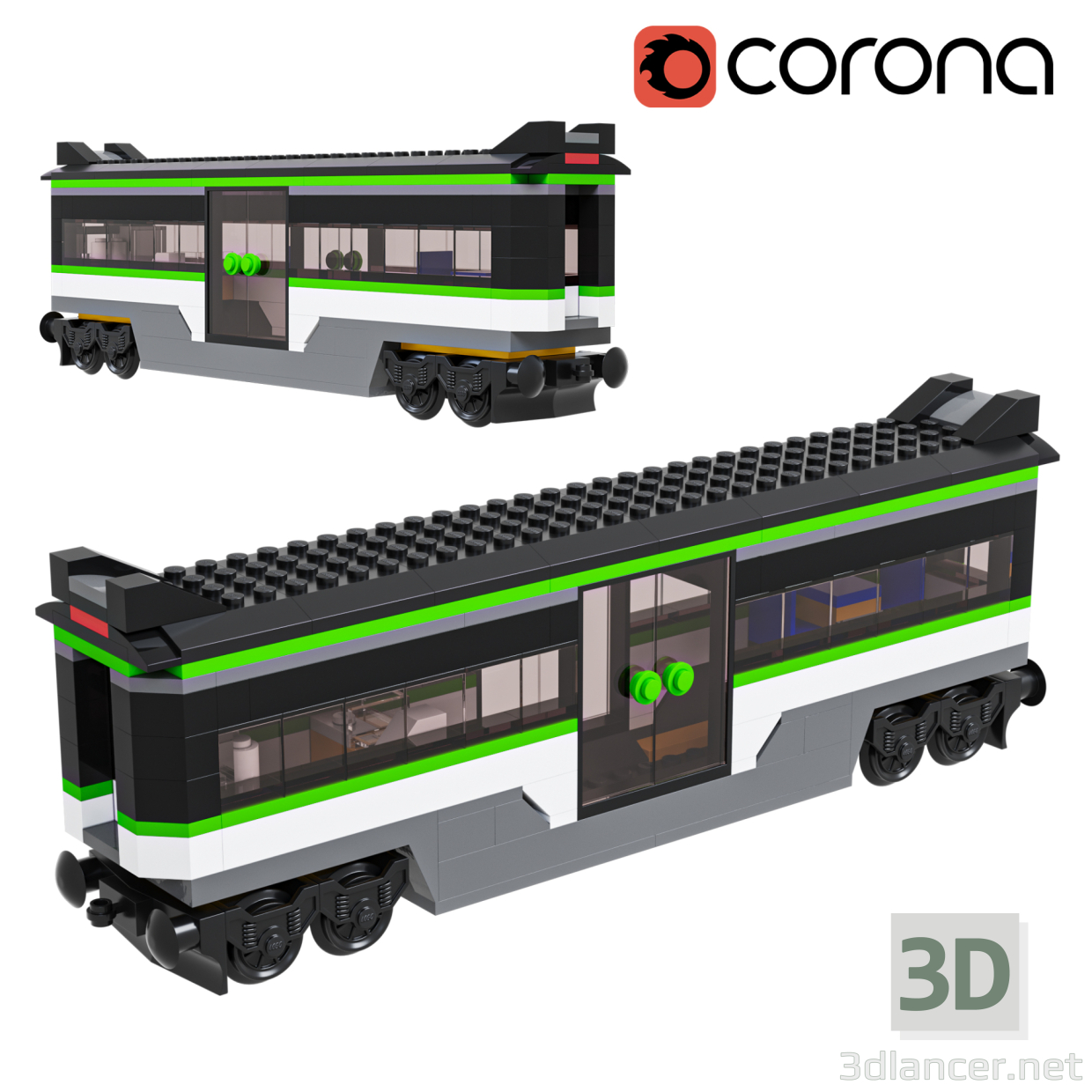 3D Lego Express Yolcu Vagonu modeli satın - render