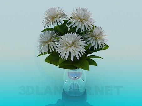 Modelo 3d Vaso com flores - preview