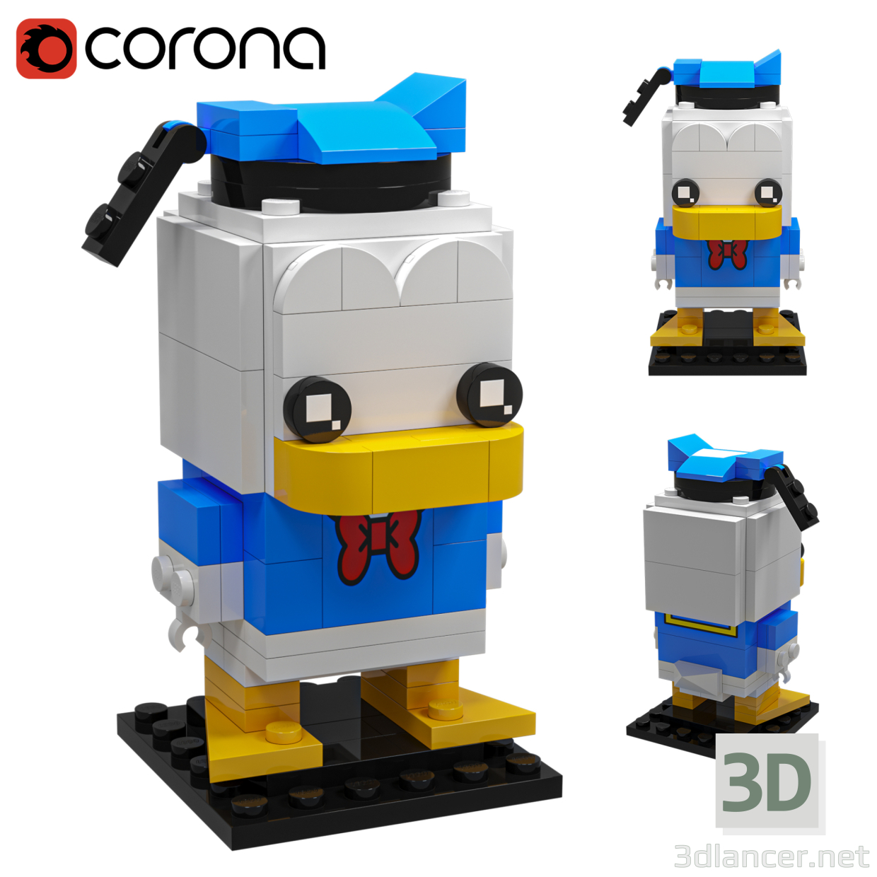 3d Lego Donald Duck model buy - render