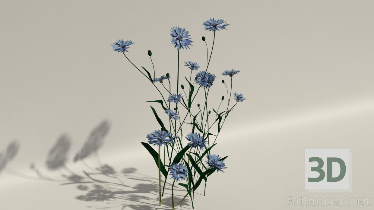 Modelo 3d Flores roxas - preview