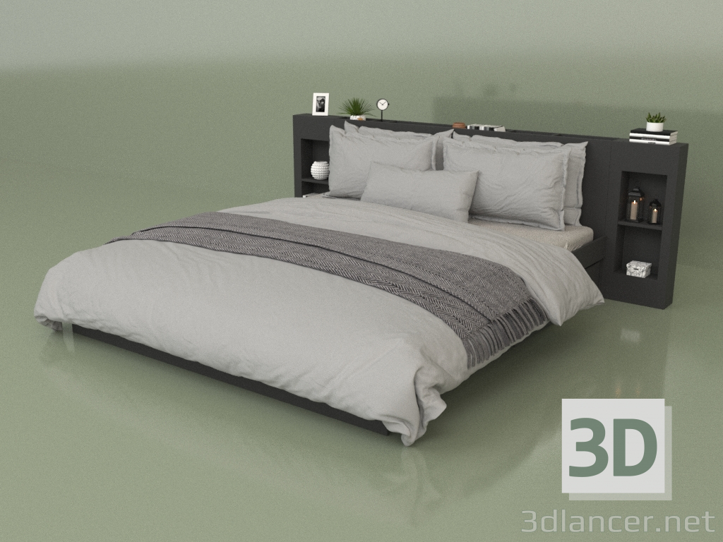 Modelo 3d Cama com organizadores 1800 x 2000 (10333) - preview