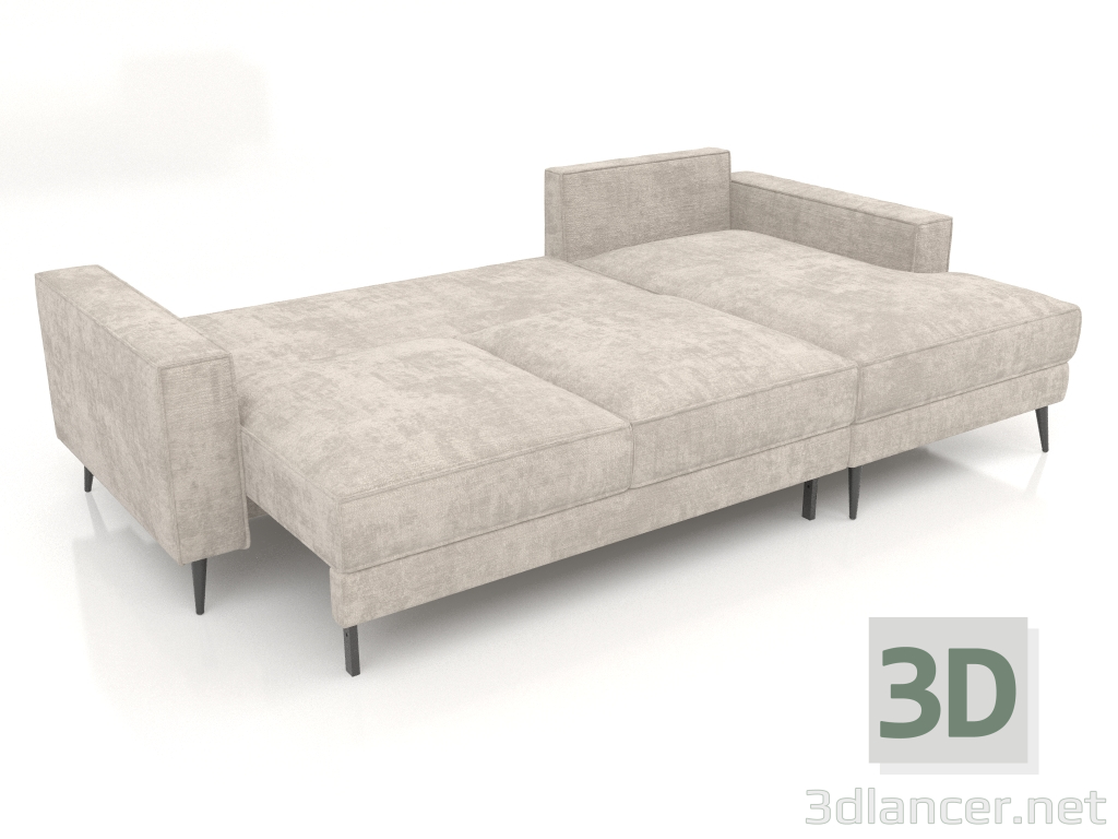 modello 3D Divano letto MADISON con pouf (aperto) - anteprima