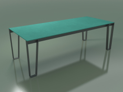 Outdoor dining table InOut (933, Gray Lacquered Aluminum, Turquoise Enameled Lava Stone Slats)