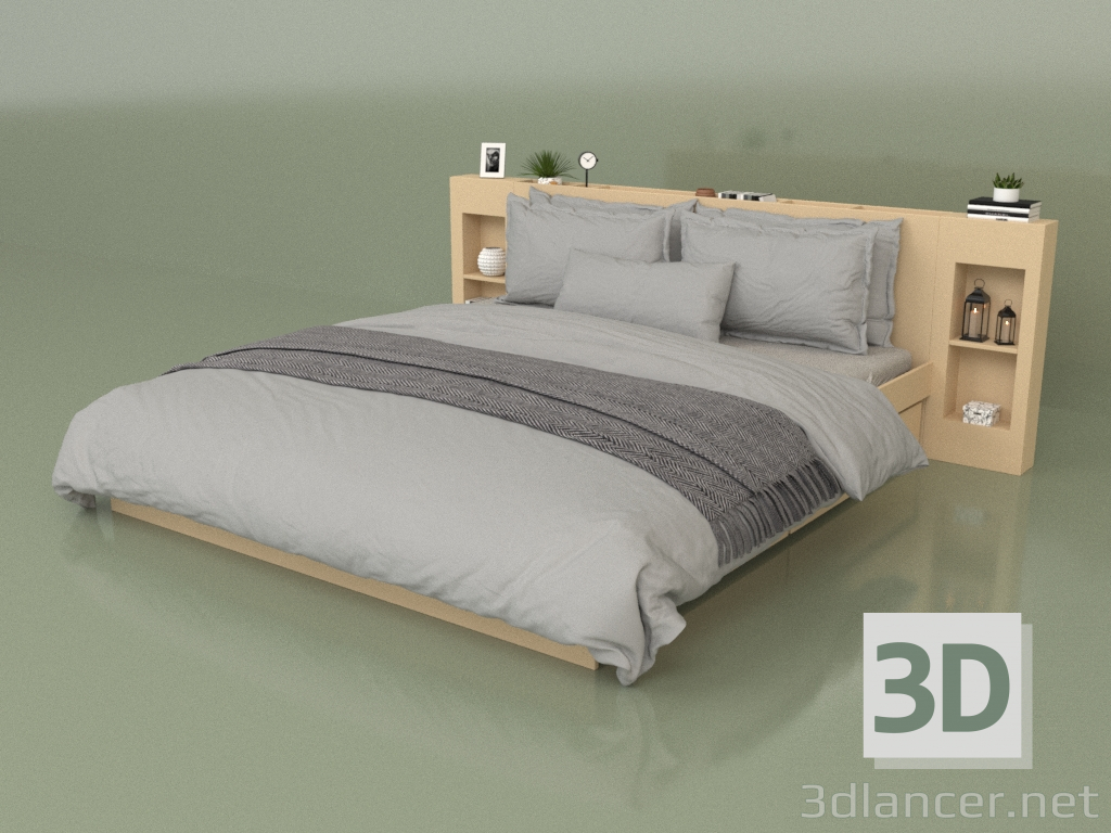 Modelo 3d Cama com organizadores 1800 x 2000 (10332) - preview