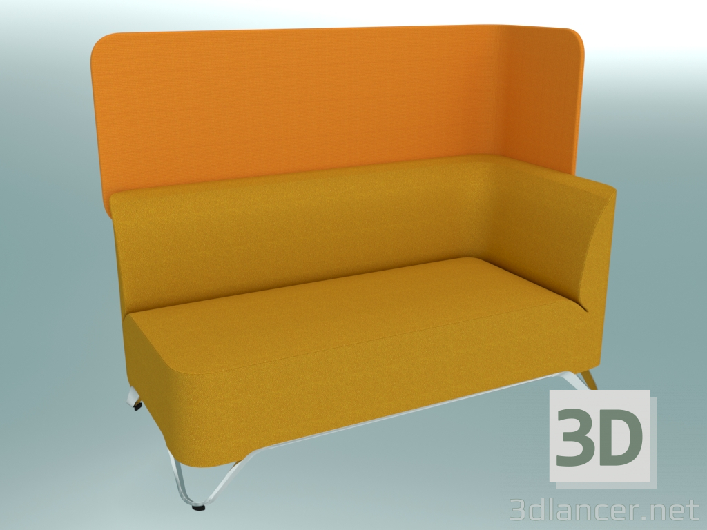 3d model Double sofa with armrest on the left, with a screen (2LW) - preview