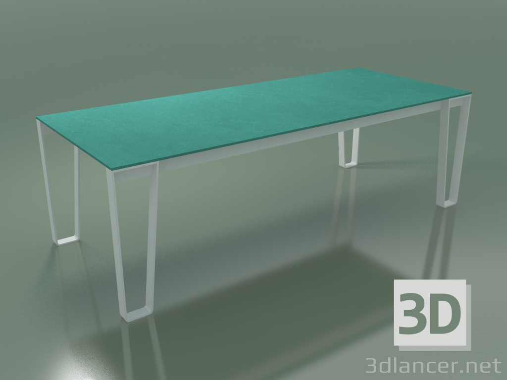 modèle 3D Table à manger d'extérieur InOut (933, aluminium laqué blanc, lattes en pierre de lave émaillée turq - preview